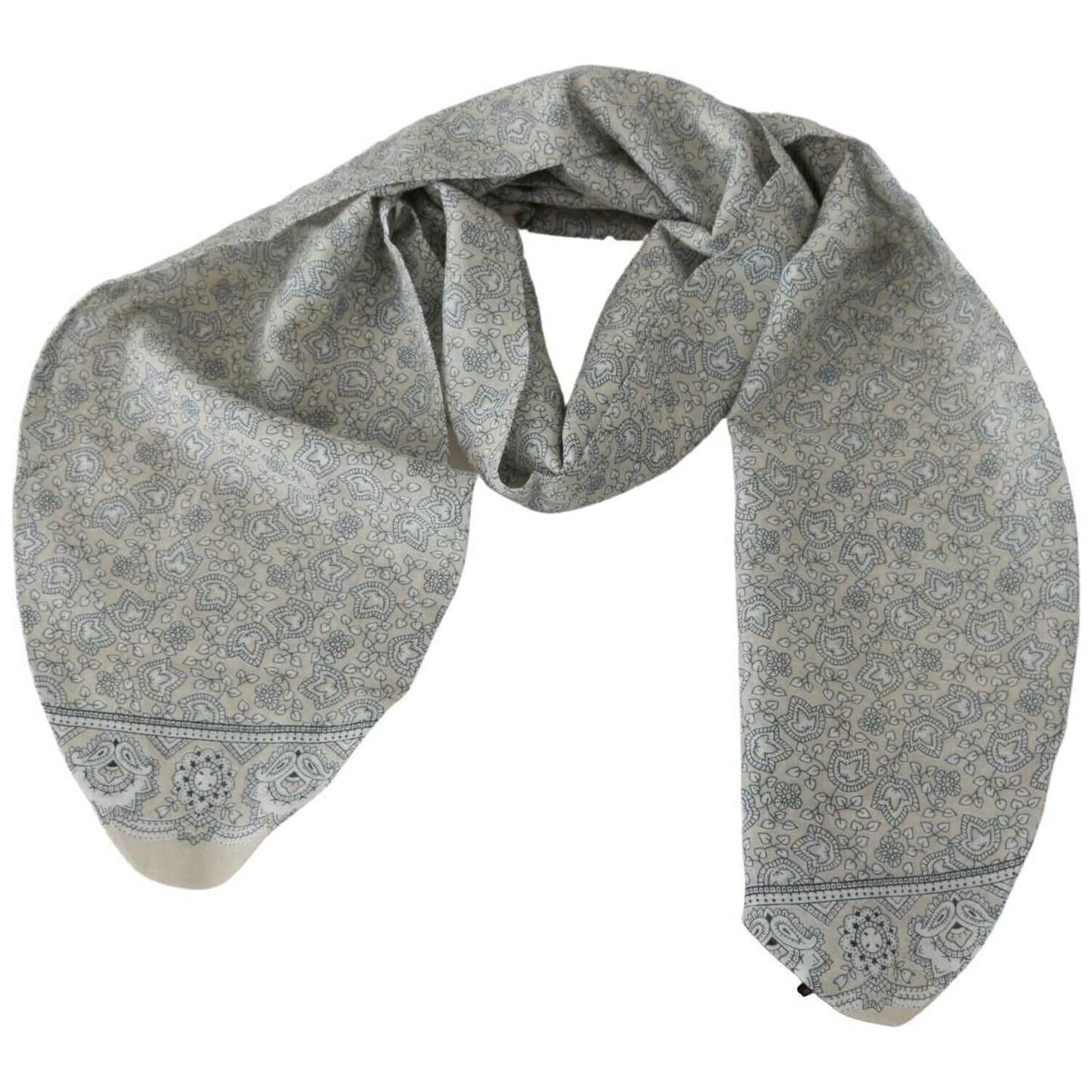 Ermanno Scervino Elegant Silk-Cotton Blend Waist Belt Wrap Shawl Scarves Ermanno Scervino Light Slate Gray