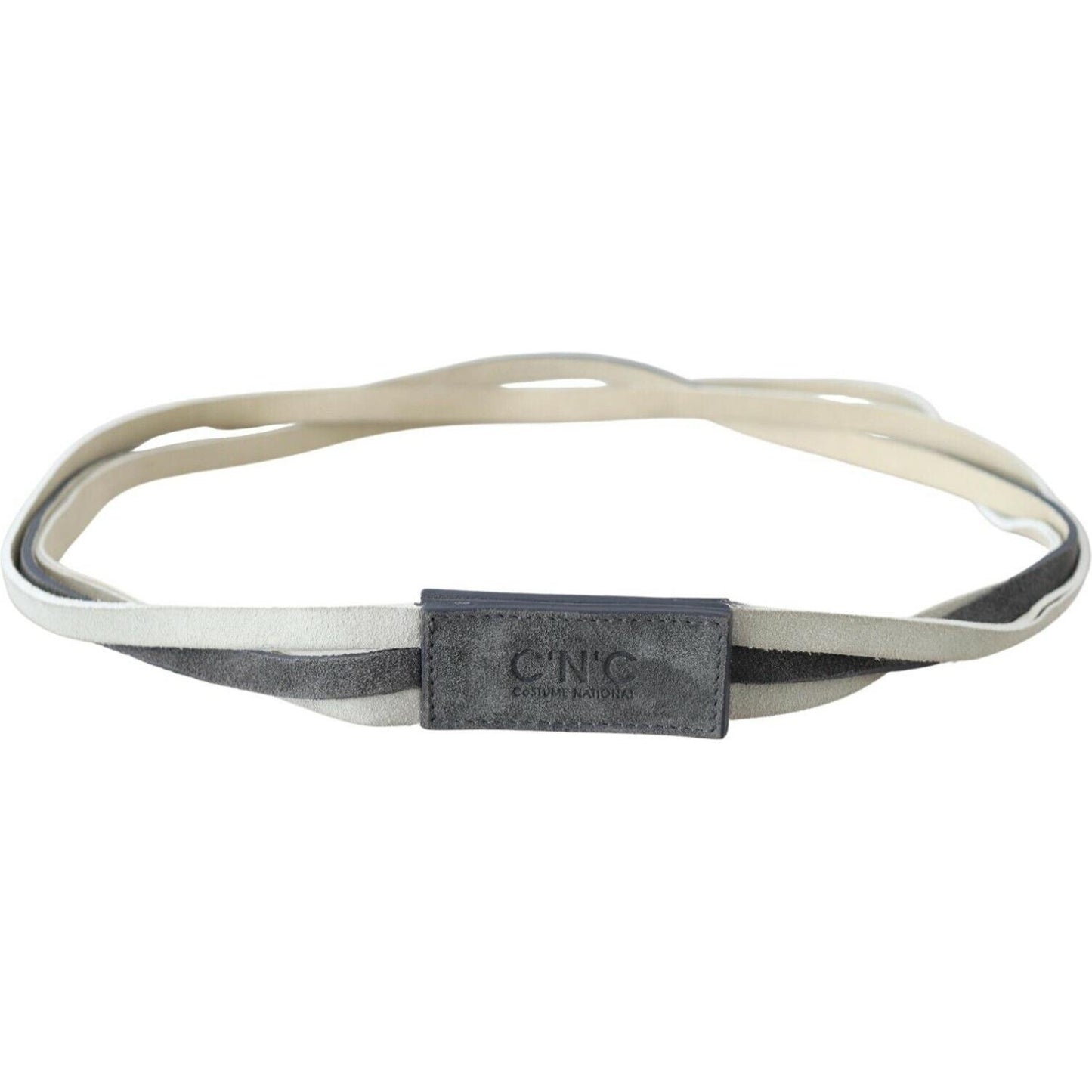 Costume National Chic White Leather Logo Belt WOMAN BELTS Costume National Gray