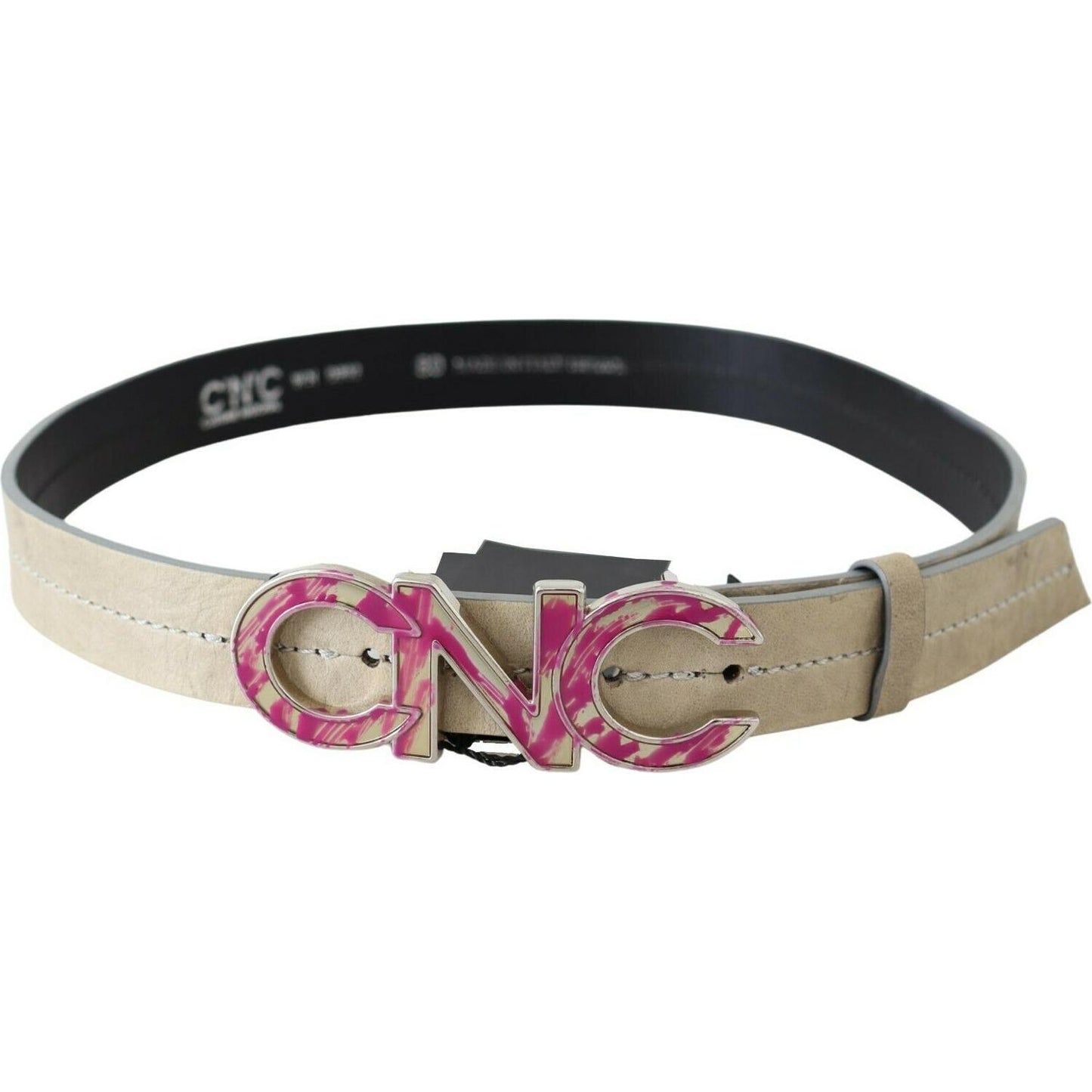 Costume National Beige Leather Fashion Belt with Logo Detail WOMAN BELTS Costume National Rosy Brown