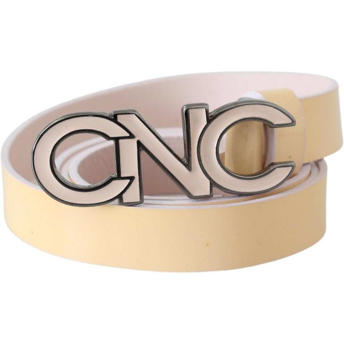 Costume National Chic Beige Logo Leather Belt WOMAN BELTS Costume National Gray