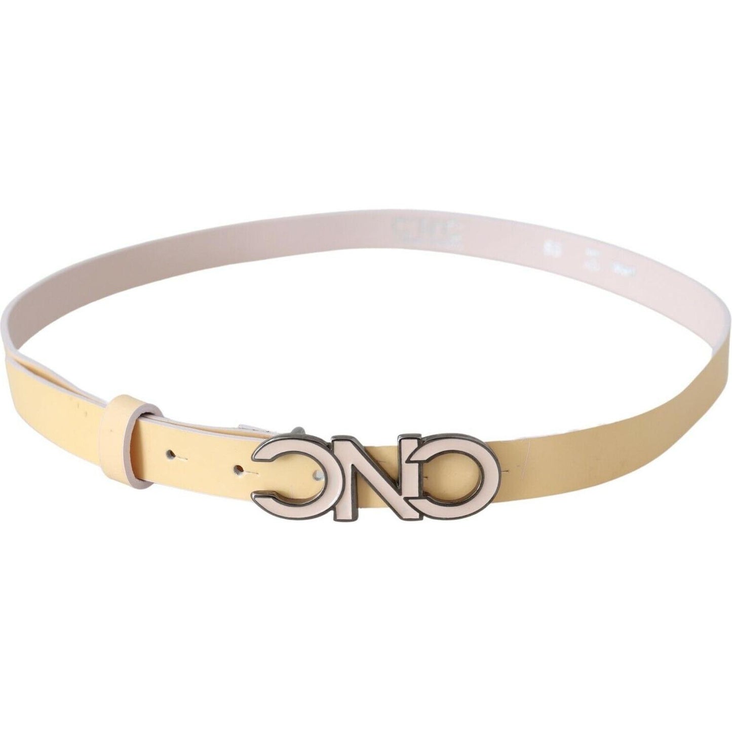 Costume National Chic Beige Logo Leather Belt WOMAN BELTS Costume National Light Gray