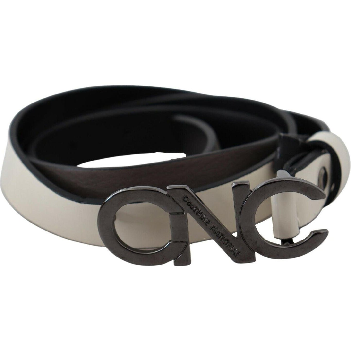 Costume National Elegant White Leather Fashion Belt WOMAN BELTS Costume National Black