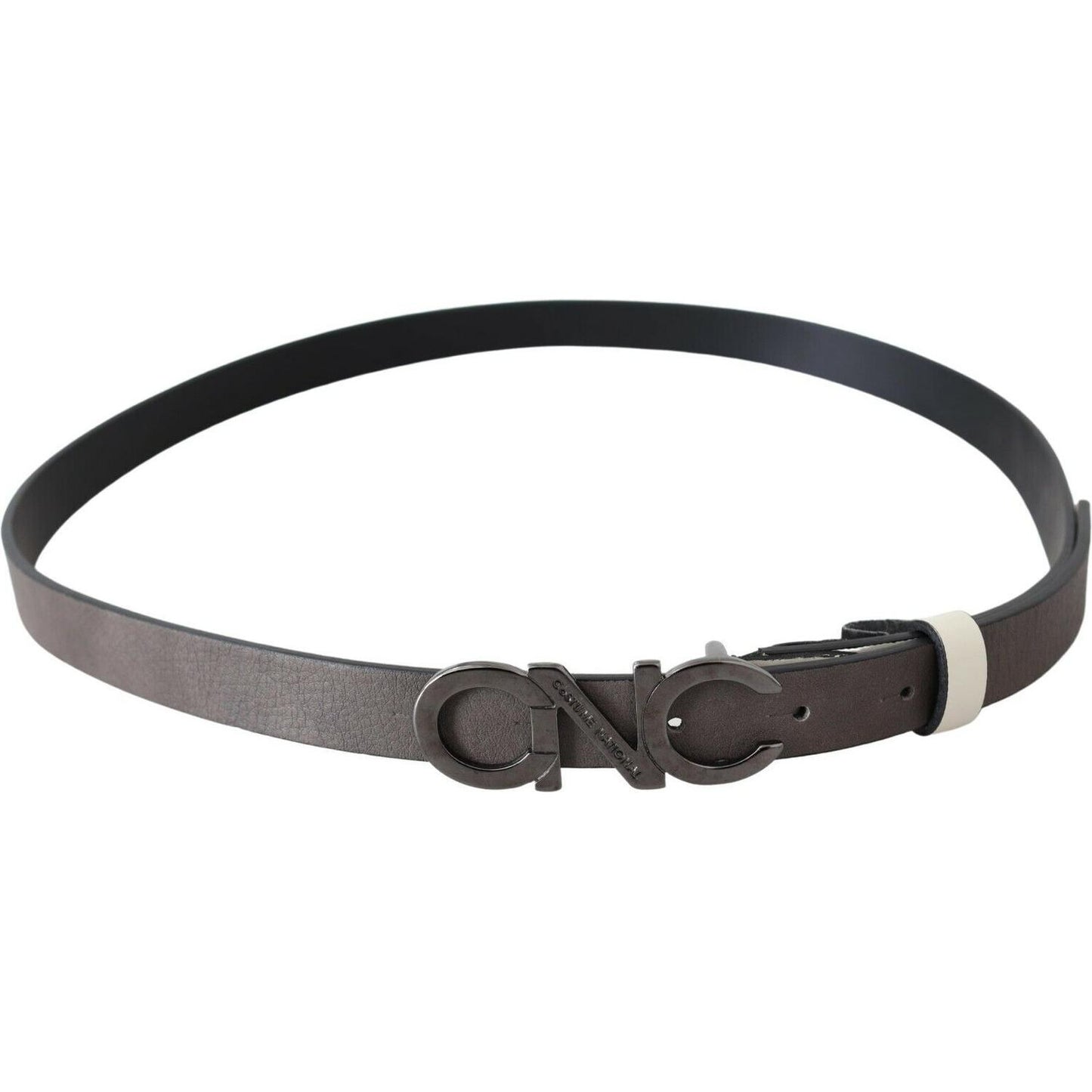Costume National Metallic Gray Italian Leather Fashion Belt WOMAN BELTS Costume National Dark Slate Gray