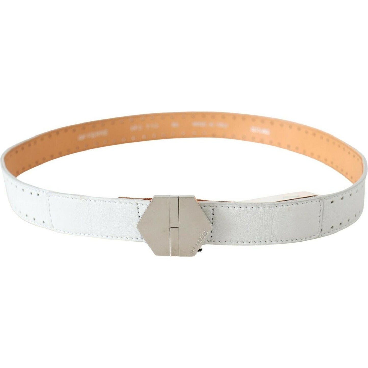 GF Ferre Elegant White Leather Fashion Belt GF Ferre Light Gray