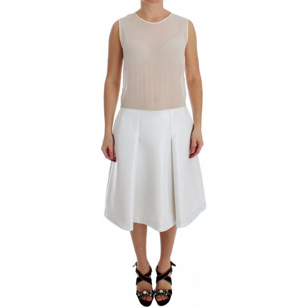 Koonhor Elegant White Silk-Wool Blend Tank Dress WOMAN DRESSES Koonhor Gray