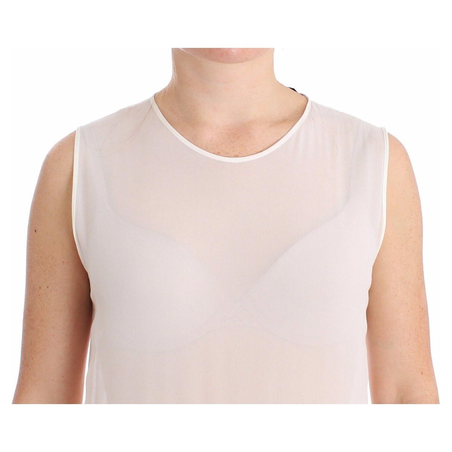 Koonhor Elegant White Silk-Wool Blend Tank Dress WOMAN DRESSES Koonhor Light Gray