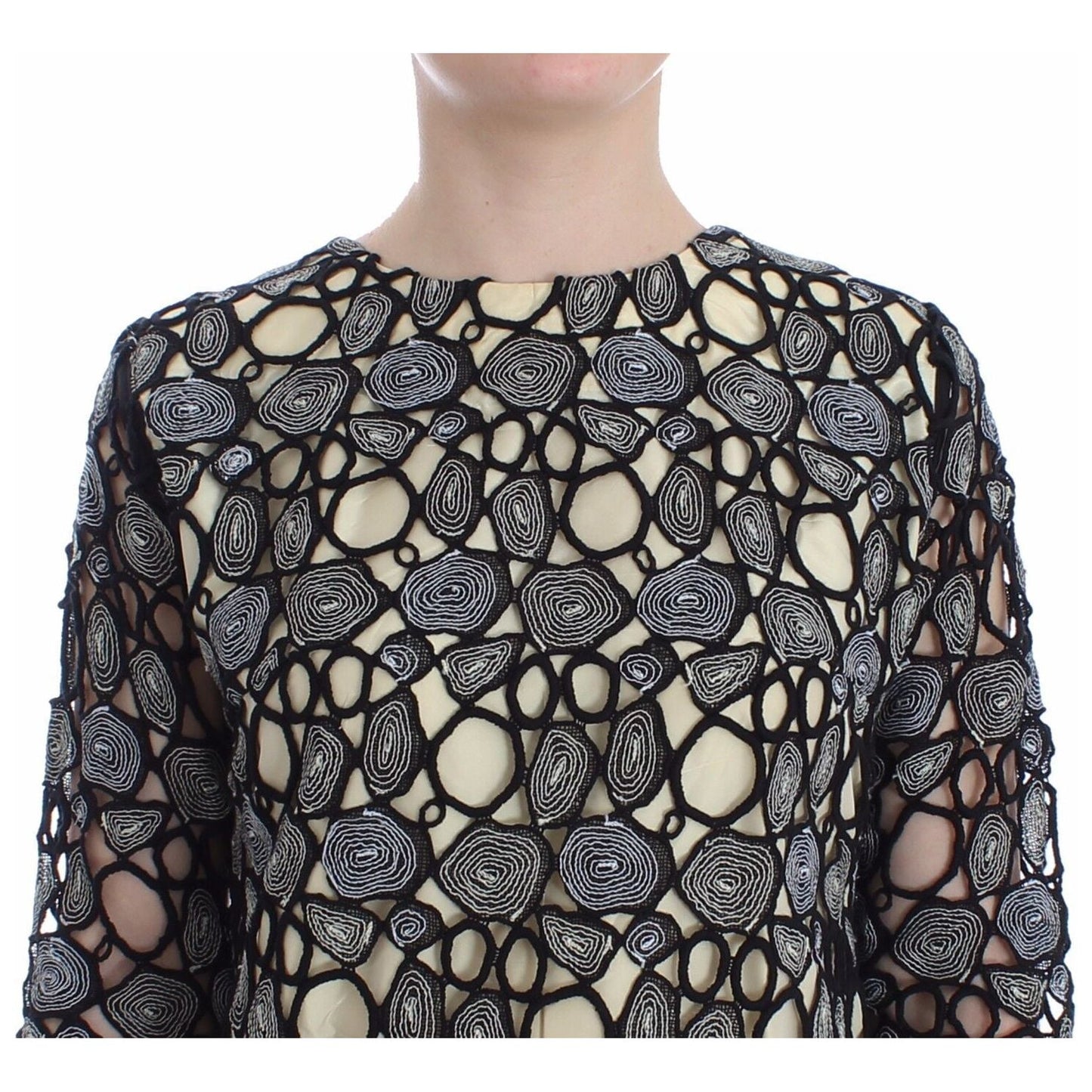 Lanre Da Silva Ajayi Black Cream Sheath Dress Shift Mini Dress SIG12523- L