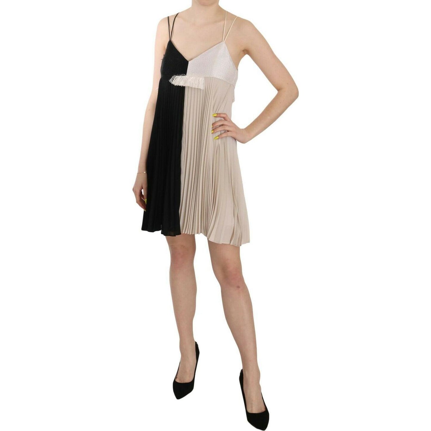 PINKO Black and White Mini Sleeve less A-line Princess Dress WOMAN DRESSES