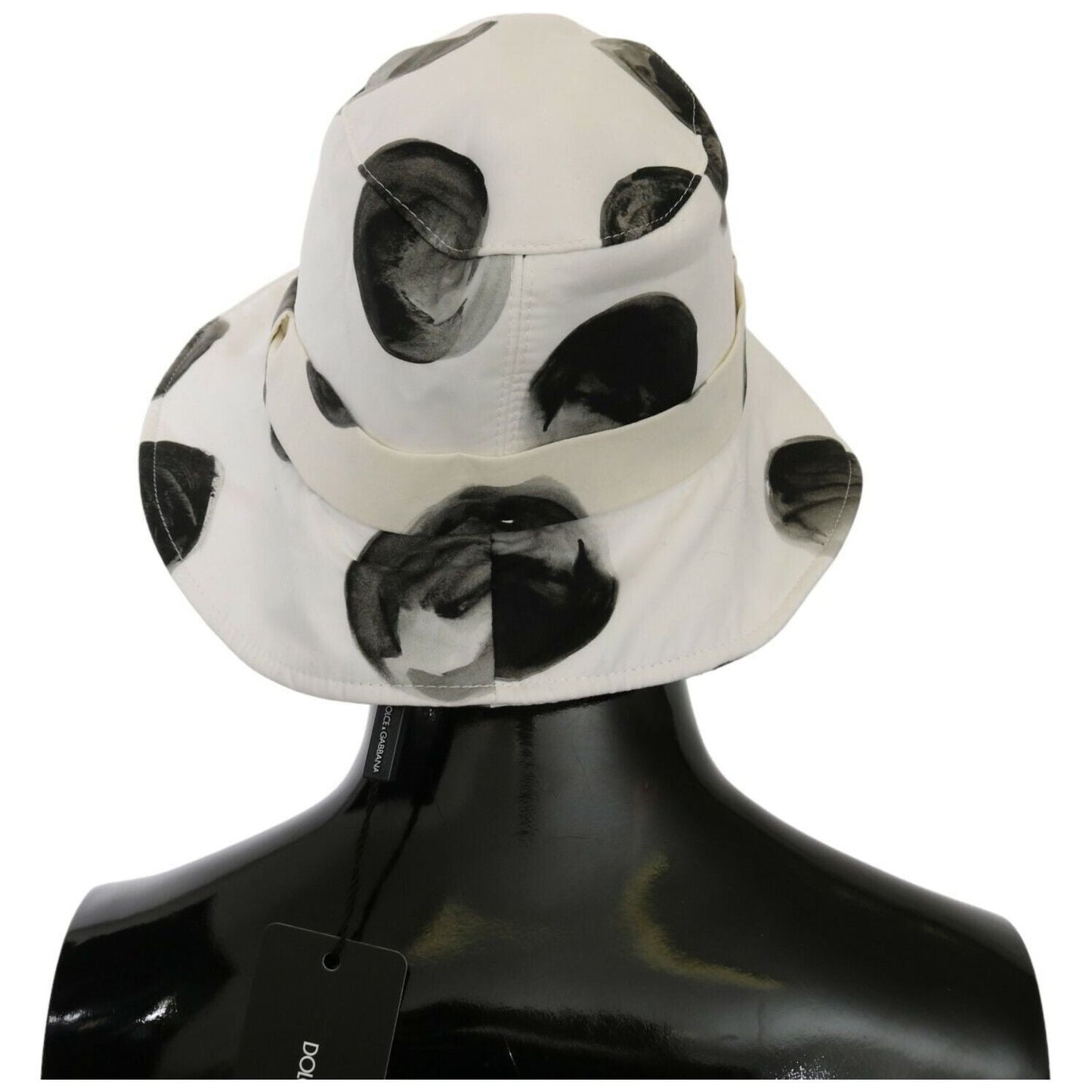 Dolce & Gabbana Polka Dot Cotton Bucket Hat - White & Black WOMAN HATS Dolce & Gabbana Dark Slate Gray