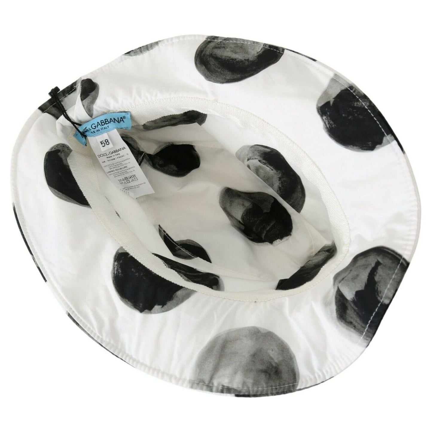 Dolce & Gabbana Polka Dot Cotton Bucket Hat - White & Black WOMAN HATS Dolce & Gabbana Light Gray