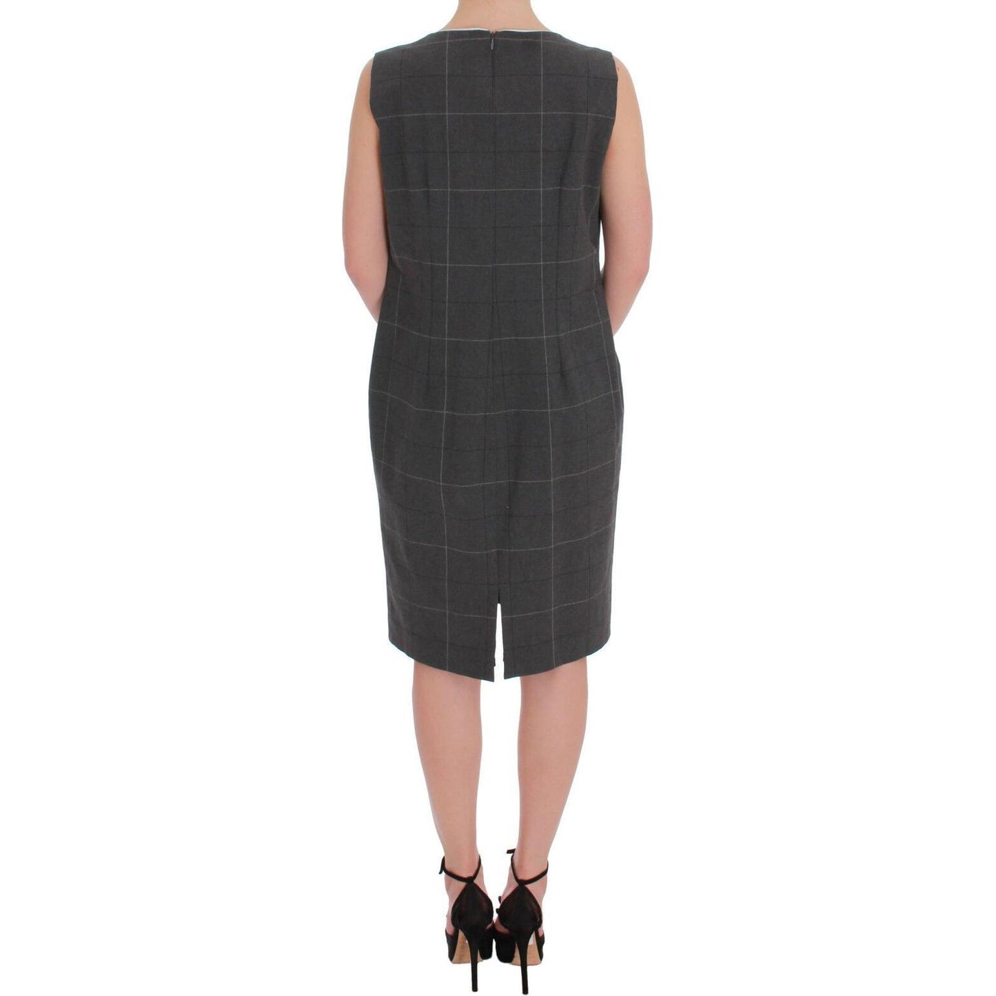 BENCIVENGA Elegant Checkered Cotton-Blend Suit Set Skirt Suit BENCIVENGA Dark Slate Gray