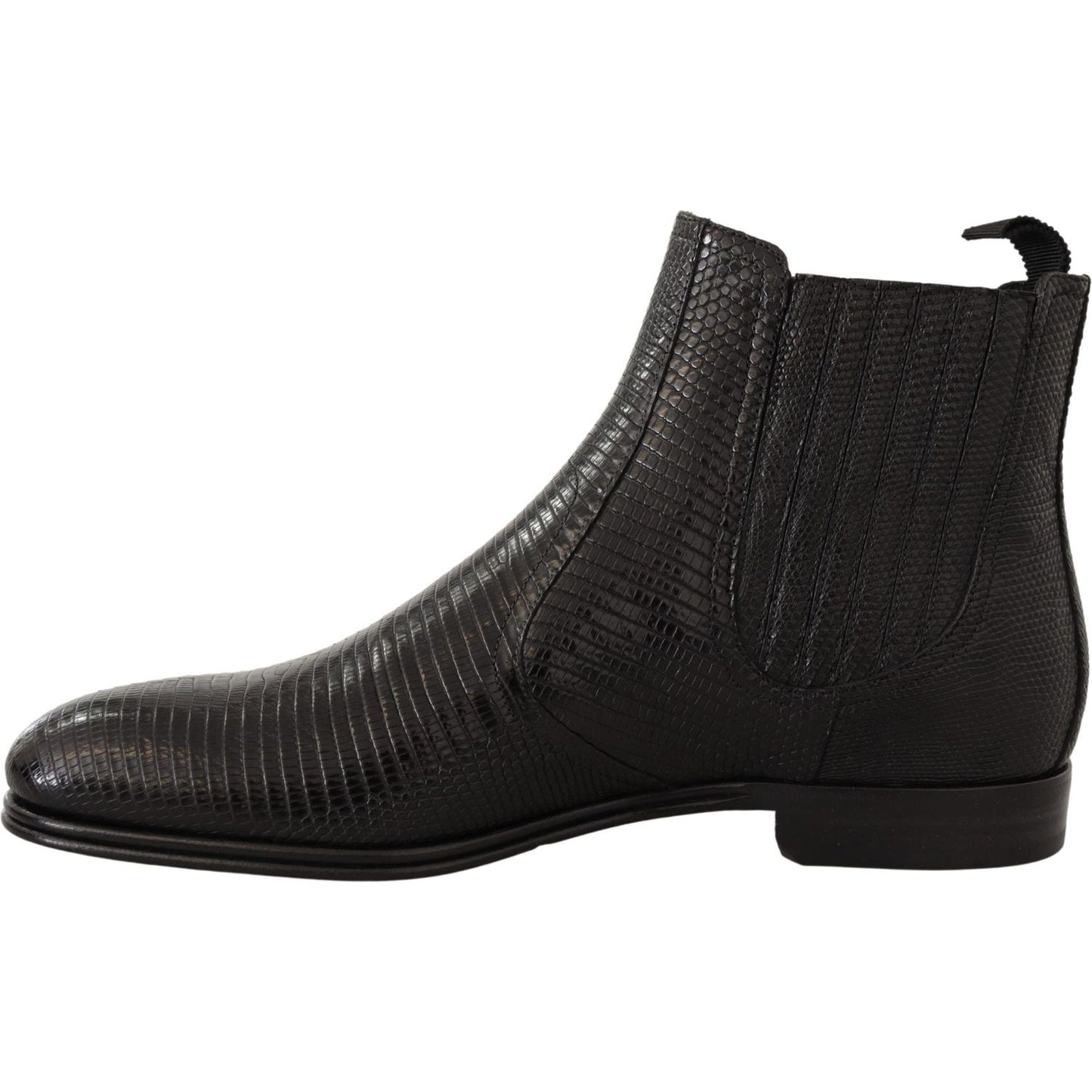 Dolce & Gabbana Elegant Black Leather Lizard Skin Derby Boots MAN BOOTS Dolce & Gabbana Black