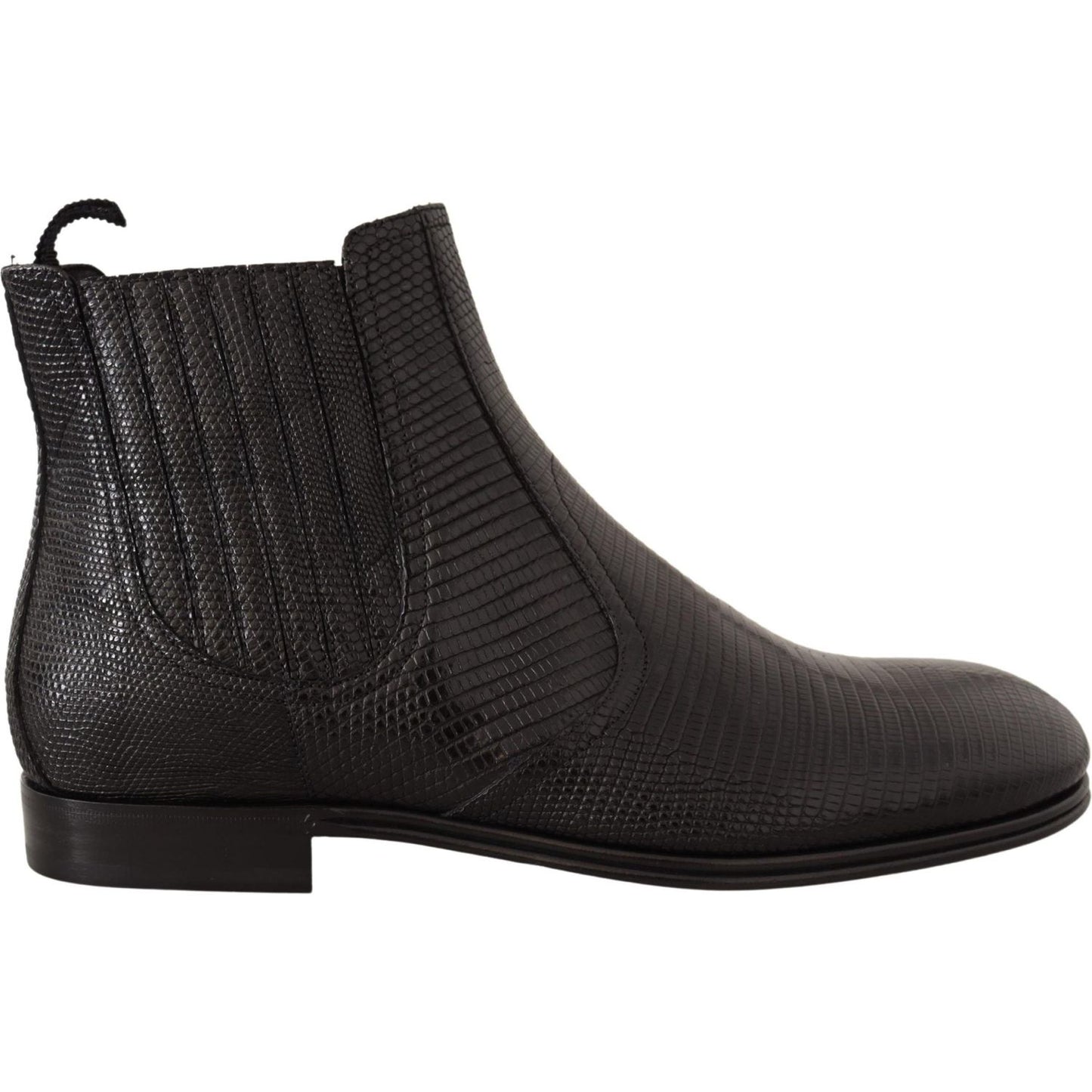 Dolce & Gabbana Elegant Black Leather Lizard Skin Derby Boots MAN BOOTS Dolce & Gabbana Dark Slate Gray