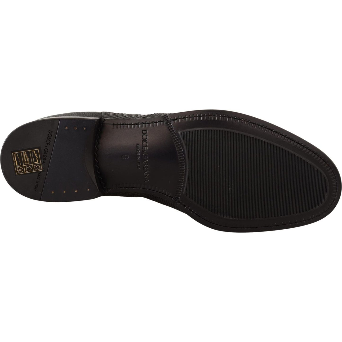 Dolce & Gabbana Elegant Black Leather Lizard Skin Derby Boots MAN BOOTS Dolce & Gabbana Black