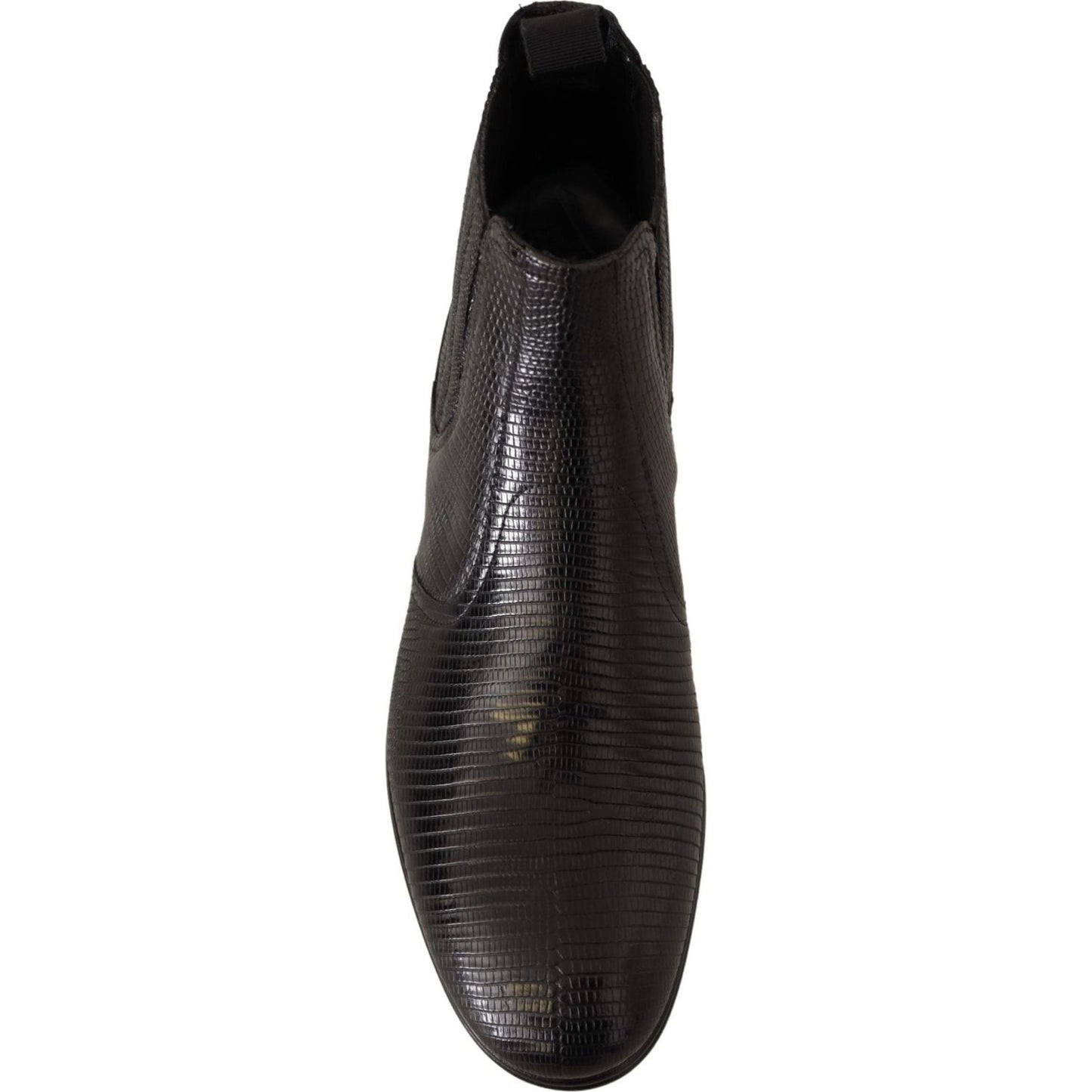 Dolce & Gabbana Elegant Black Leather Lizard Skin Derby Boots MAN BOOTS Dolce & Gabbana Dark Slate Gray