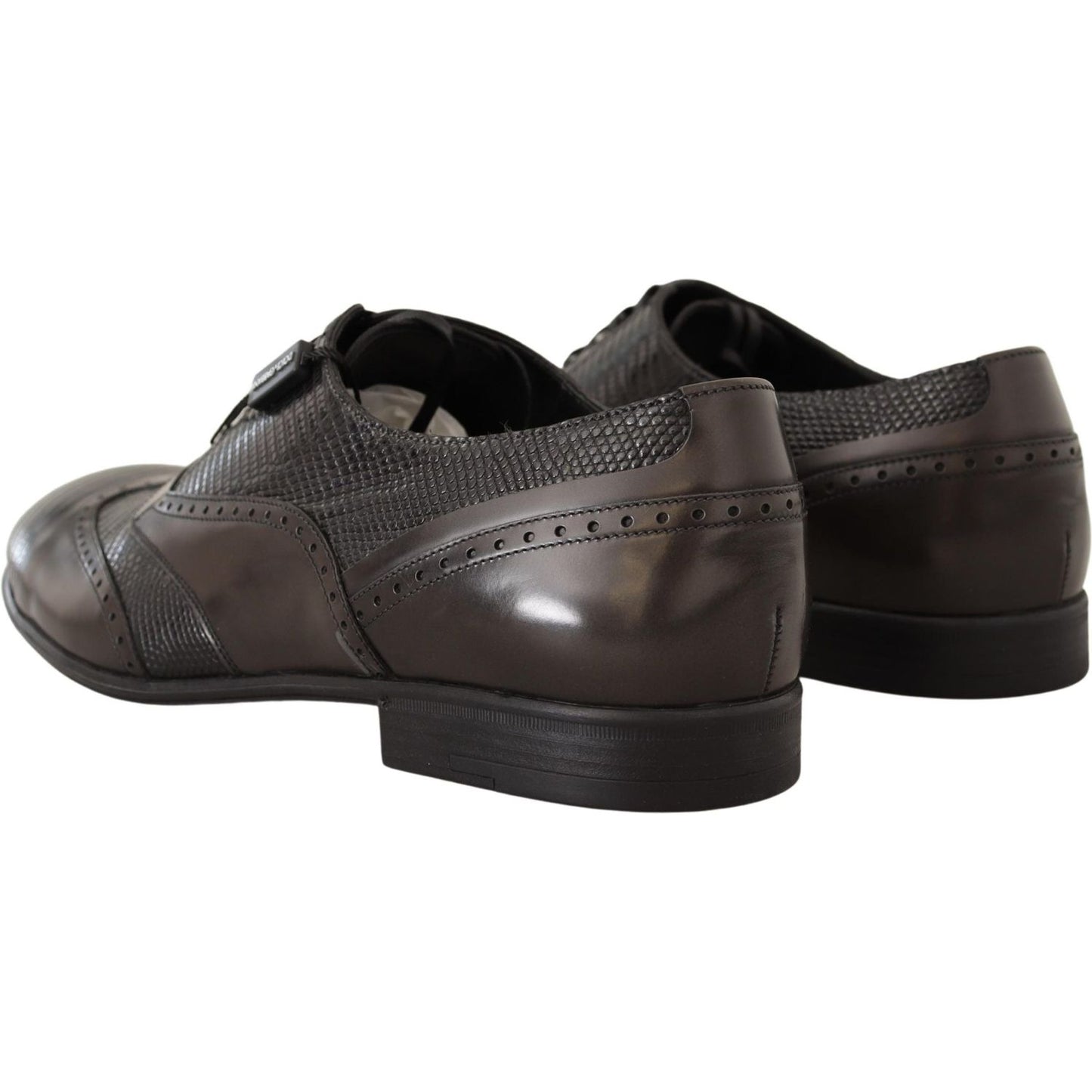 Dolce & Gabbana Elegant Brown Lizard Leather Oxford Shoes Dress Shoes Dolce & Gabbana Dark Slate Gray