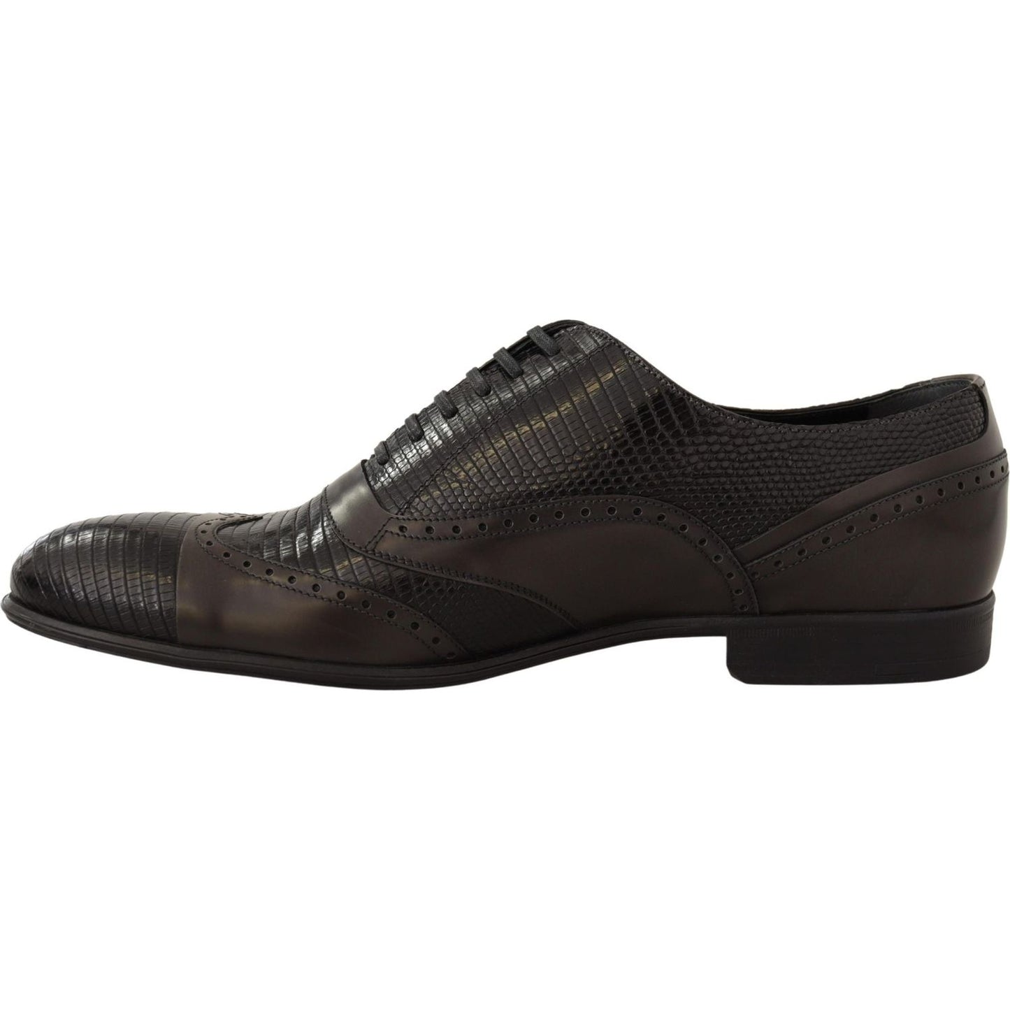 Dolce & Gabbana Elegant Brown Lizard Leather Oxford Shoes Dress Shoes Dolce & Gabbana Dark Slate Gray