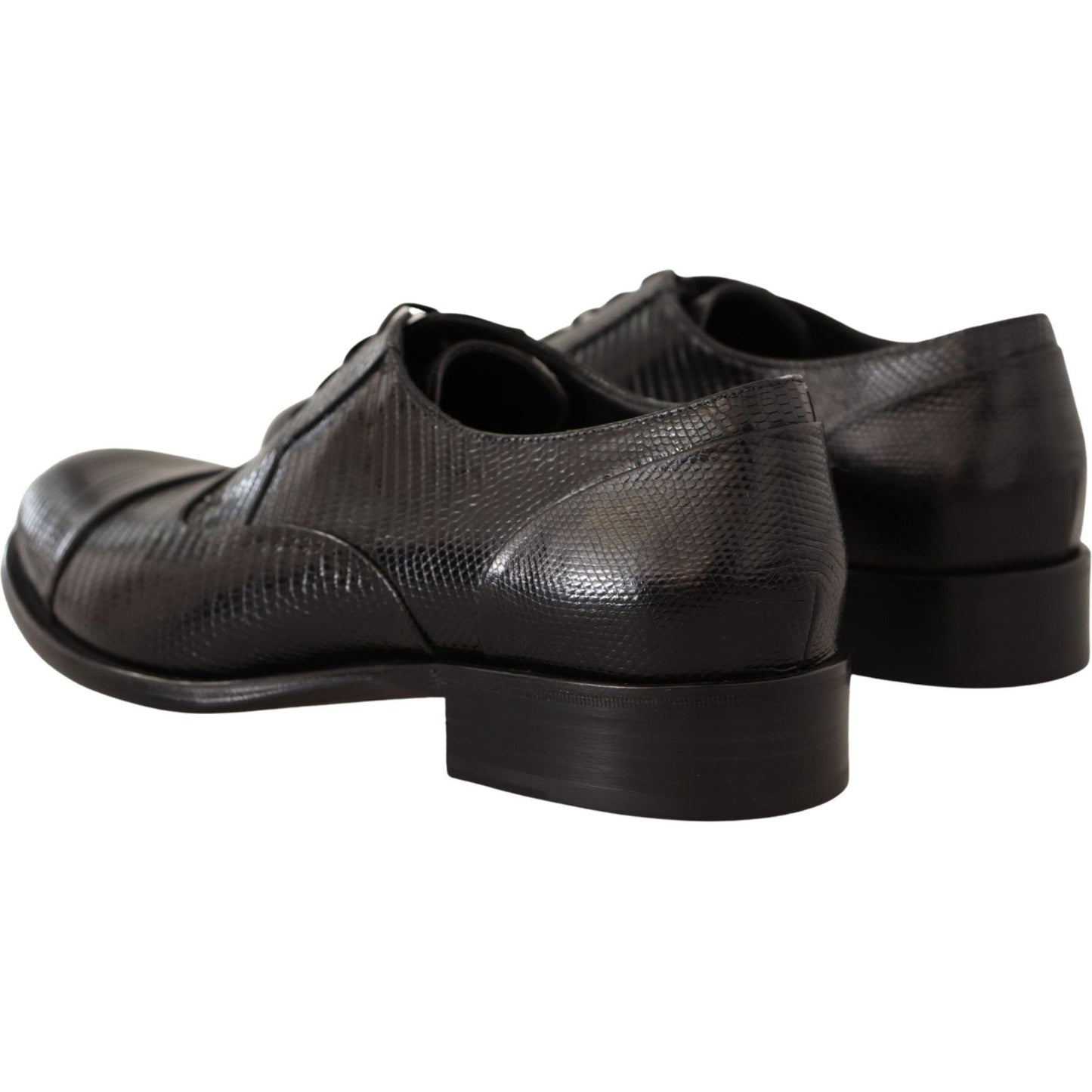 Dolce & Gabbana Elegant Black Lizard Skin Derby Shoes Dress Shoes Dolce & Gabbana Dark Slate Gray