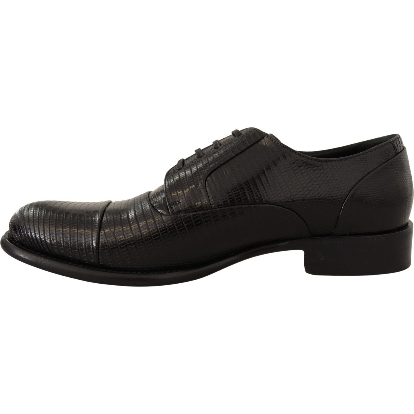Dolce & Gabbana Elegant Black Lizard Skin Derby Shoes Dress Shoes Dolce & Gabbana Black