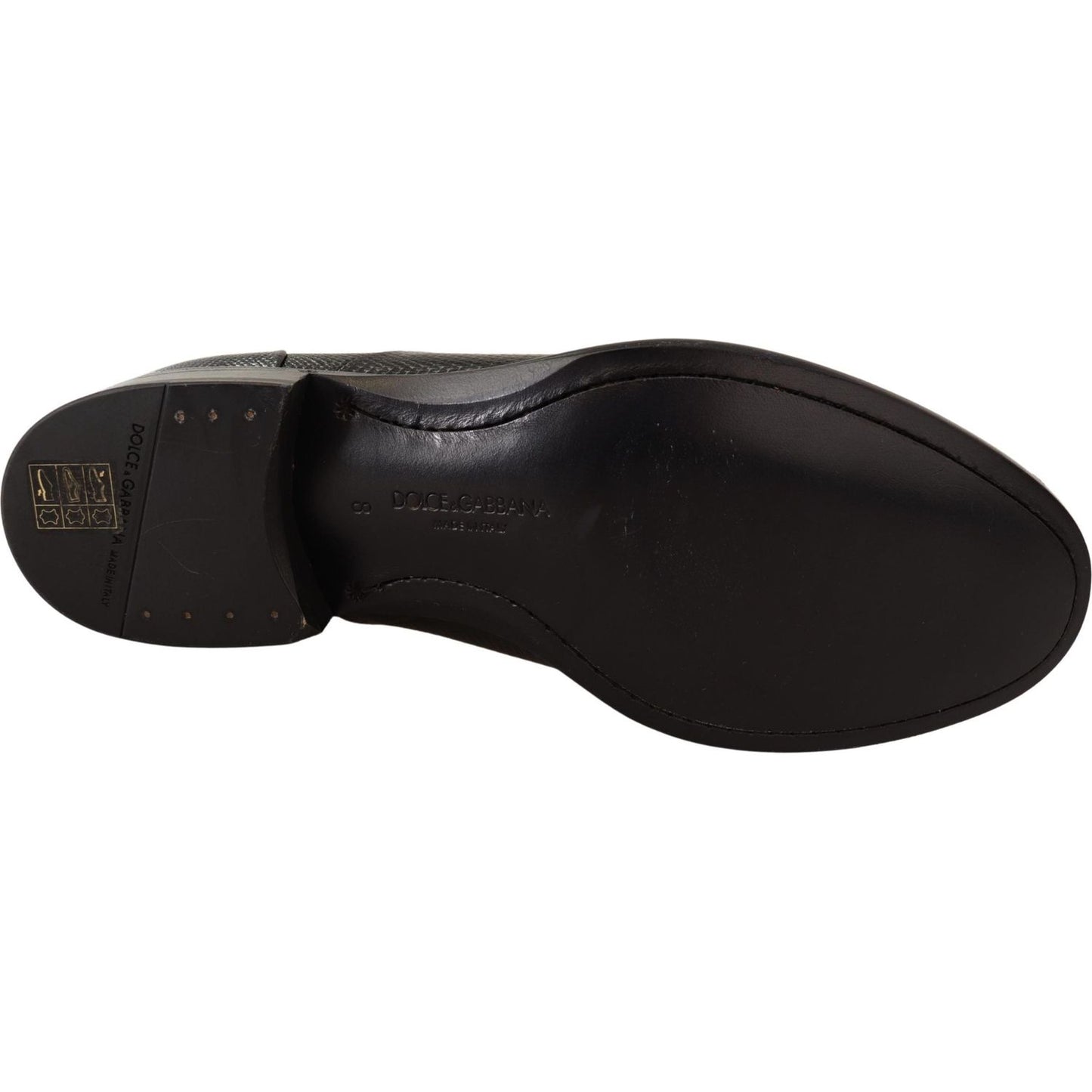 Dolce & Gabbana Elegant Black Lizard Skin Derby Shoes Dress Shoes Dolce & Gabbana Black