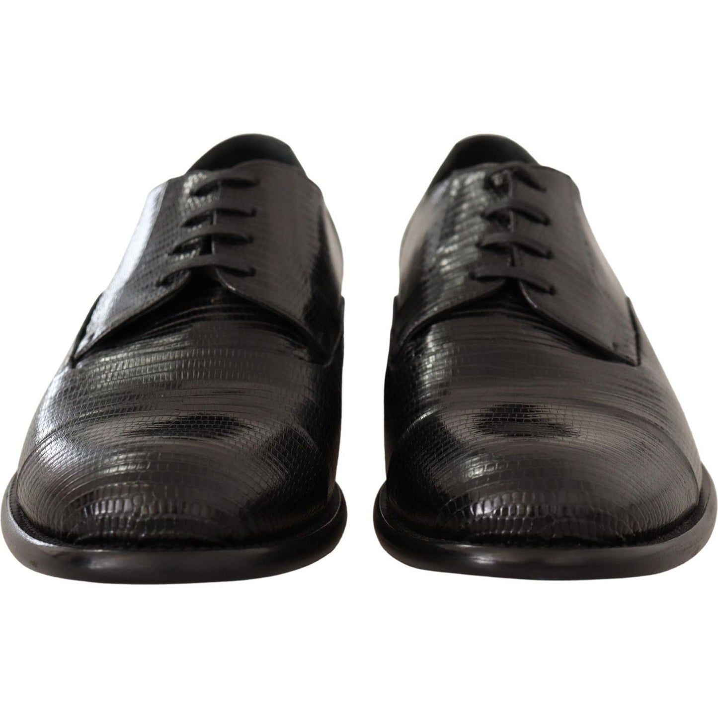Dolce & Gabbana Elegant Black Lizard Skin Derby Shoes Dress Shoes Dolce & Gabbana Dark Slate Gray