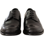 Dolce & Gabbana Elegant Black Lizard Skin Derby Shoes Dress Shoes Dolce & Gabbana Dark Slate Gray
