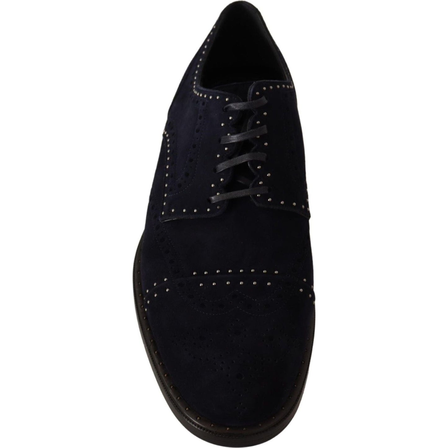 Dolce & Gabbana Elegant Suede Derby Shoes with Silver Studs Dress Shoes Dolce & Gabbana Black