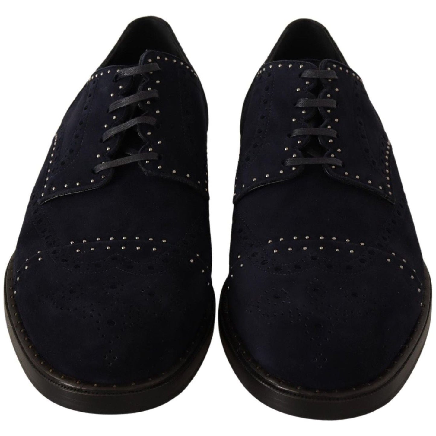 Dolce & Gabbana Elegant Suede Derby Shoes with Silver Studs Dress Shoes Dolce & Gabbana Black