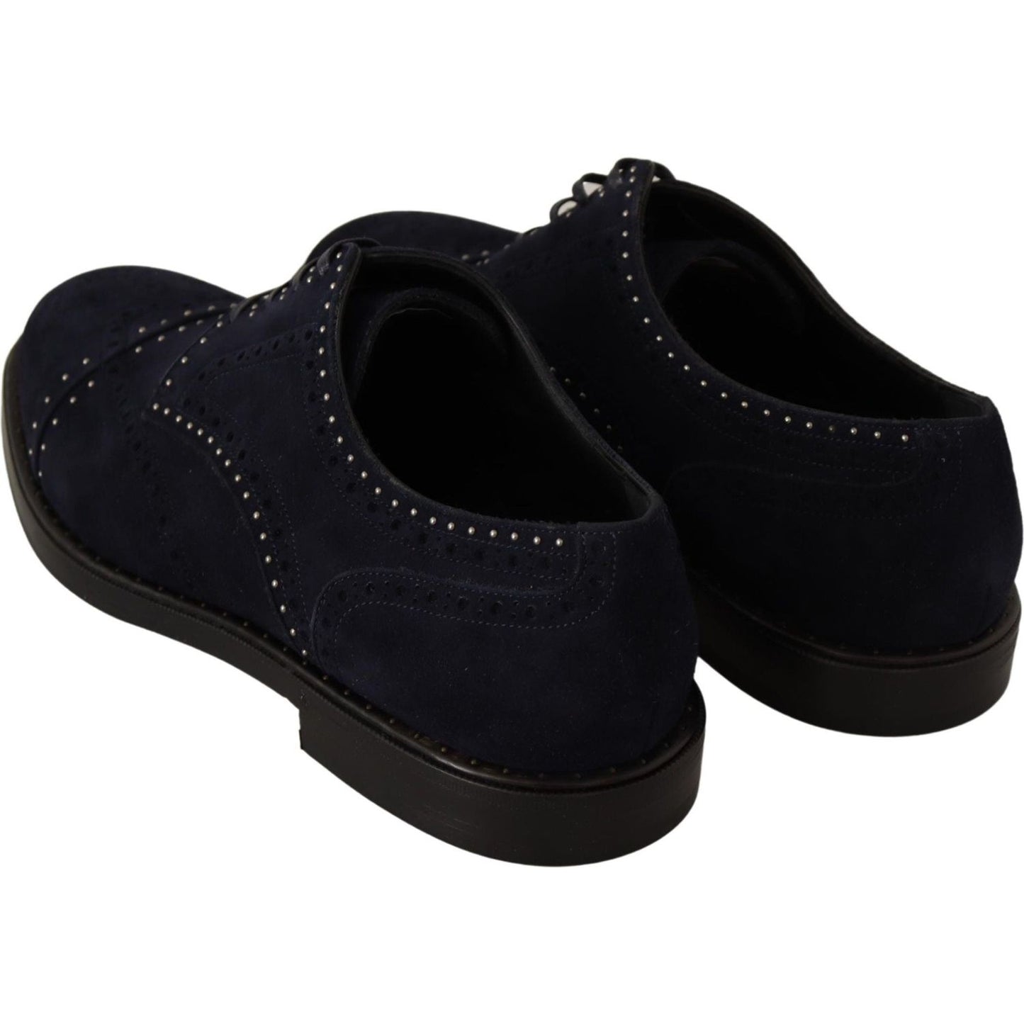 Dolce & Gabbana Elegant Suede Derby Shoes with Silver Studs Dress Shoes Dolce & Gabbana Black