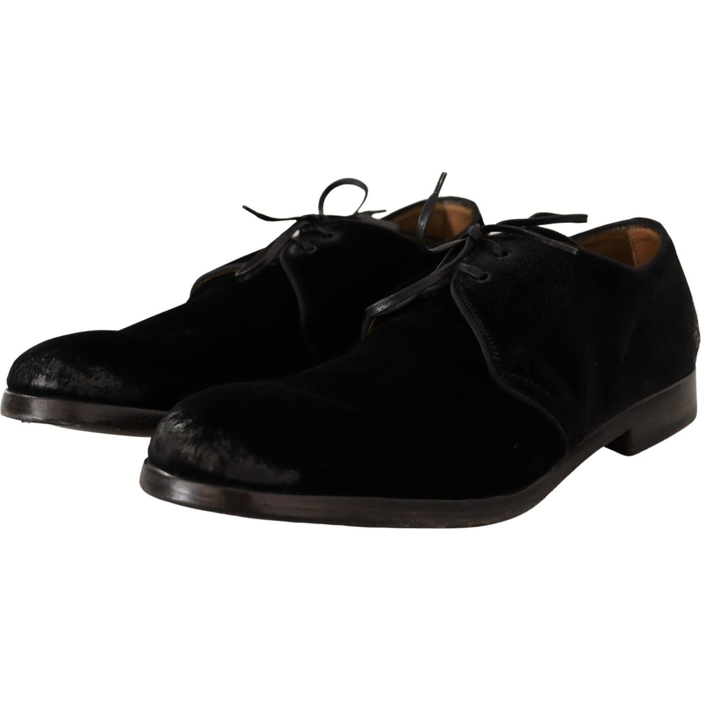 Dolce & Gabbana Elegant Black Velvet Derby Shoes Dress Shoes Dolce & Gabbana Black