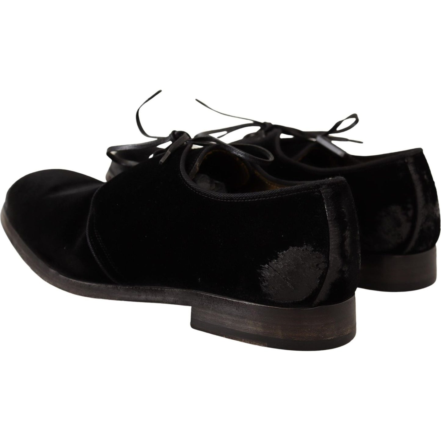 Dolce & Gabbana Elegant Black Velvet Derby Shoes Dress Shoes Dolce & Gabbana Black