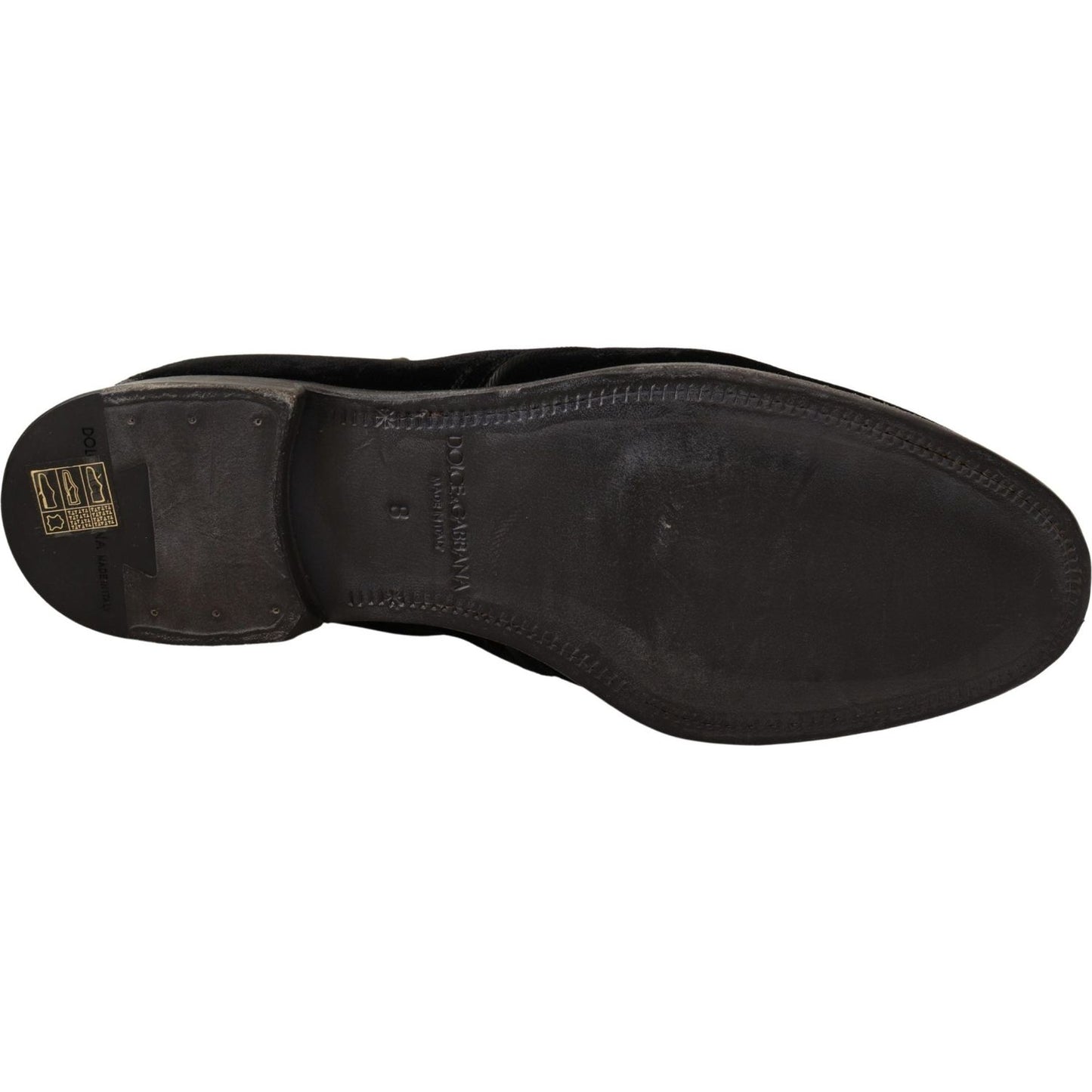 Dolce & Gabbana Elegant Black Velvet Derby Shoes Dress Shoes Dolce & Gabbana Dark Slate Gray