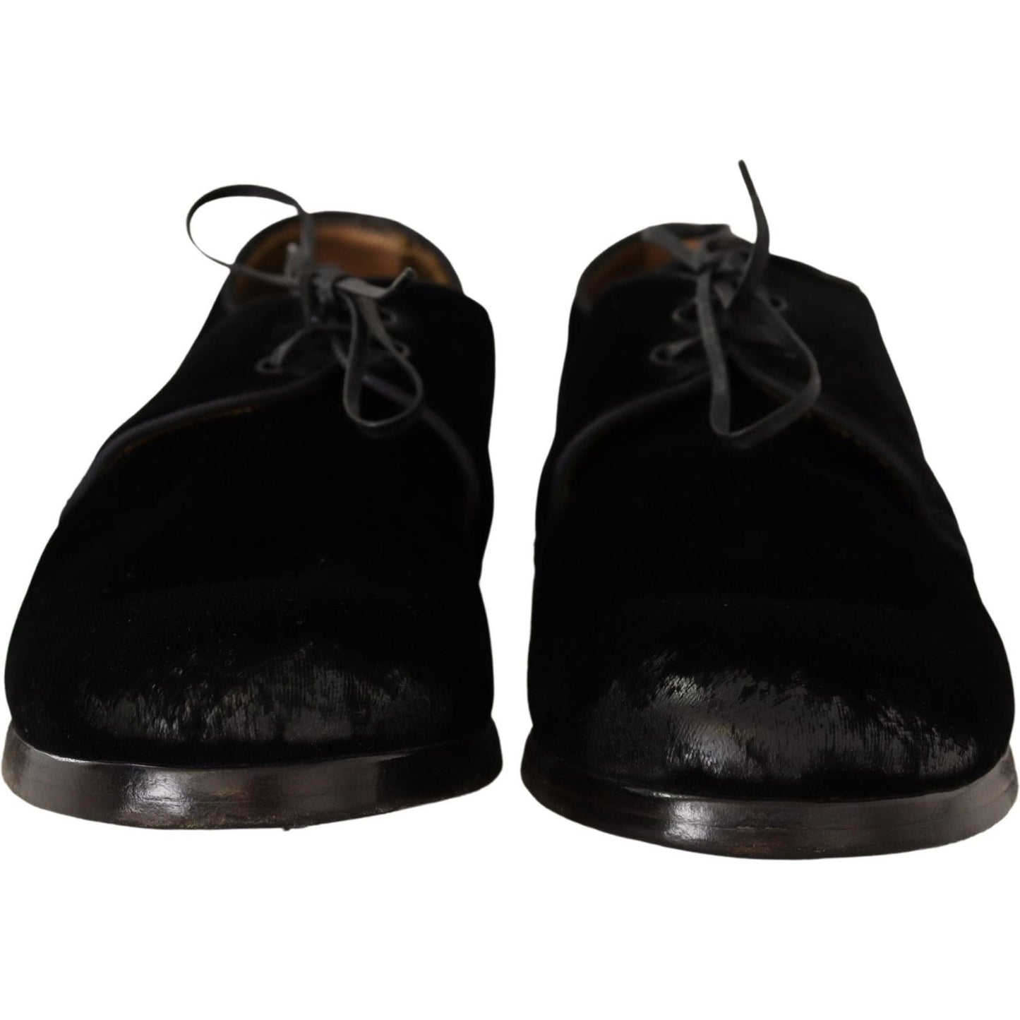 Dolce & Gabbana Elegant Black Velvet Derby Shoes Dress Shoes Dolce & Gabbana Black