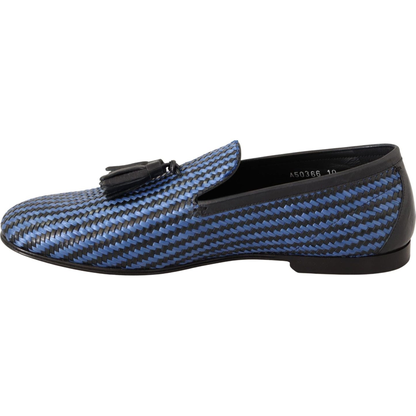 Dolce & Gabbana Elegant Woven Leather Loafers Dolce & Gabbana Dark Slate Gray
