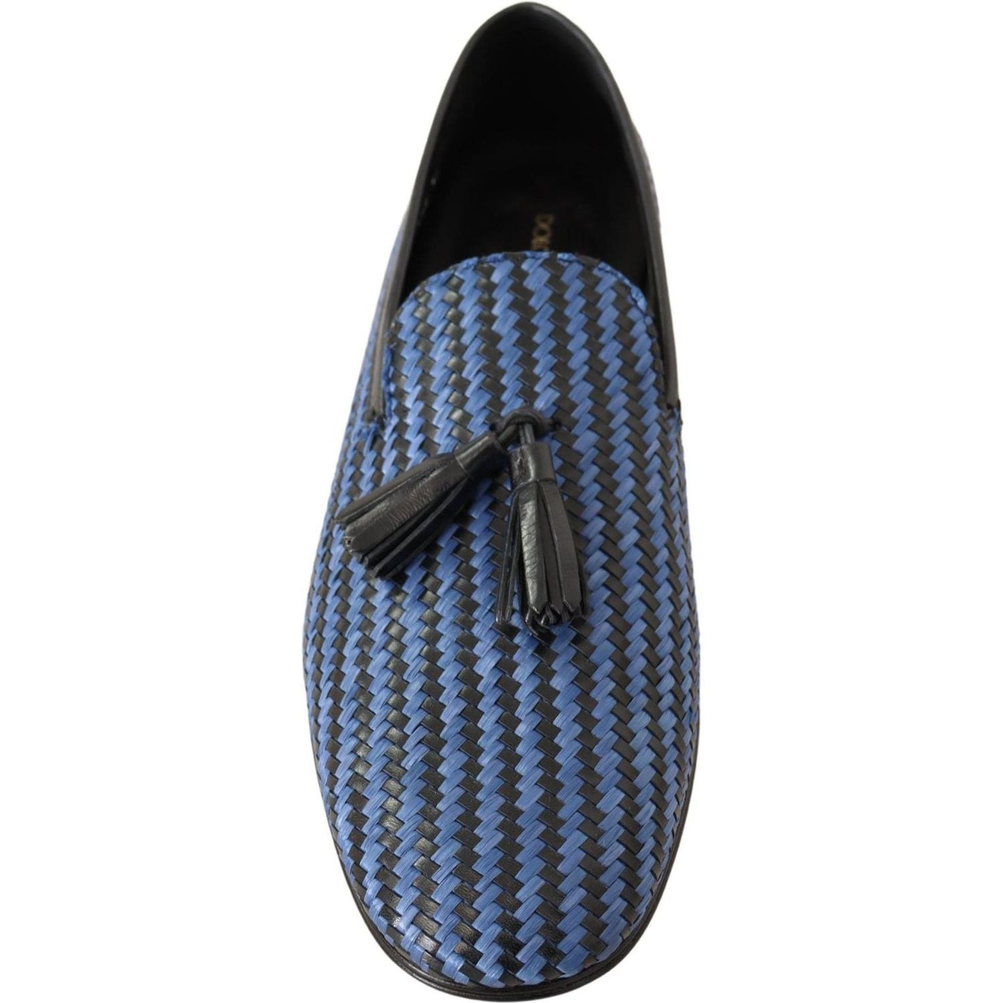 Dolce & Gabbana Elegant Woven Leather Loafers Dolce & Gabbana Dark Slate Gray