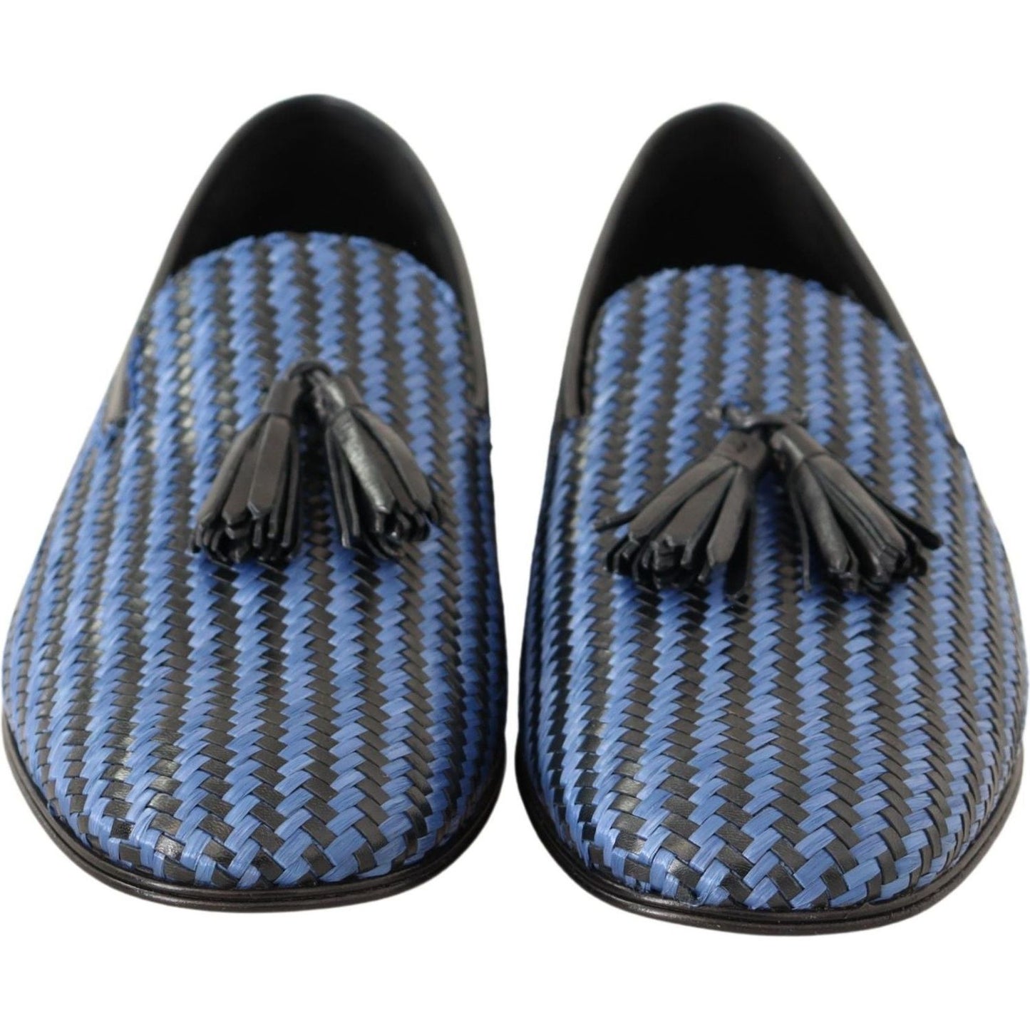 Dolce & Gabbana Elegant Woven Leather Loafers Dolce & Gabbana Dark Slate Gray