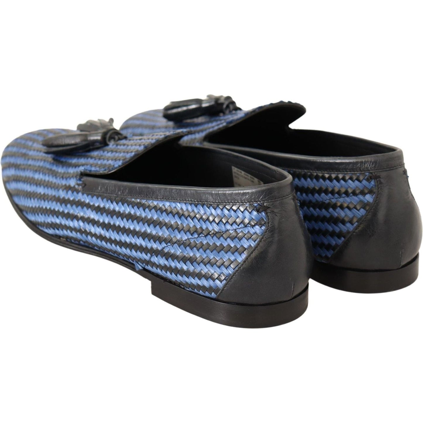 Dolce & Gabbana Elegant Woven Leather Loafers Dolce & Gabbana Dark Slate Gray