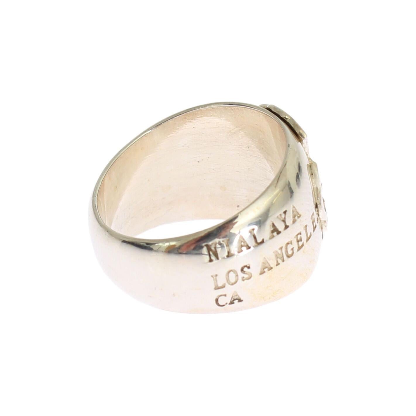 Nialaya Elegant Sterling Silver Statement Ring Ring Nialaya Antique White