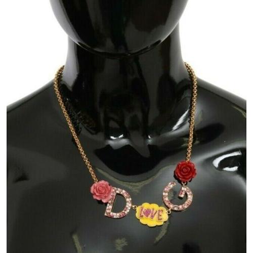 Dolce & Gabbana Gold Crystal Charm Statement Necklace Necklace Dolce & Gabbana Black