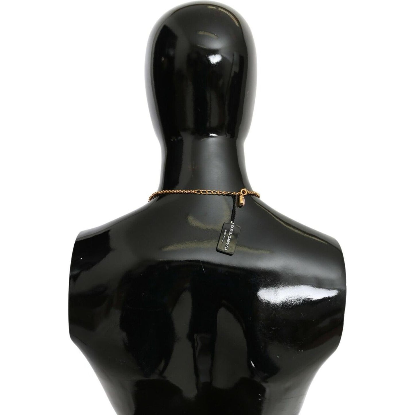 Dolce & Gabbana Gold Crystal Charm Statement Necklace Necklace Dolce & Gabbana Black
