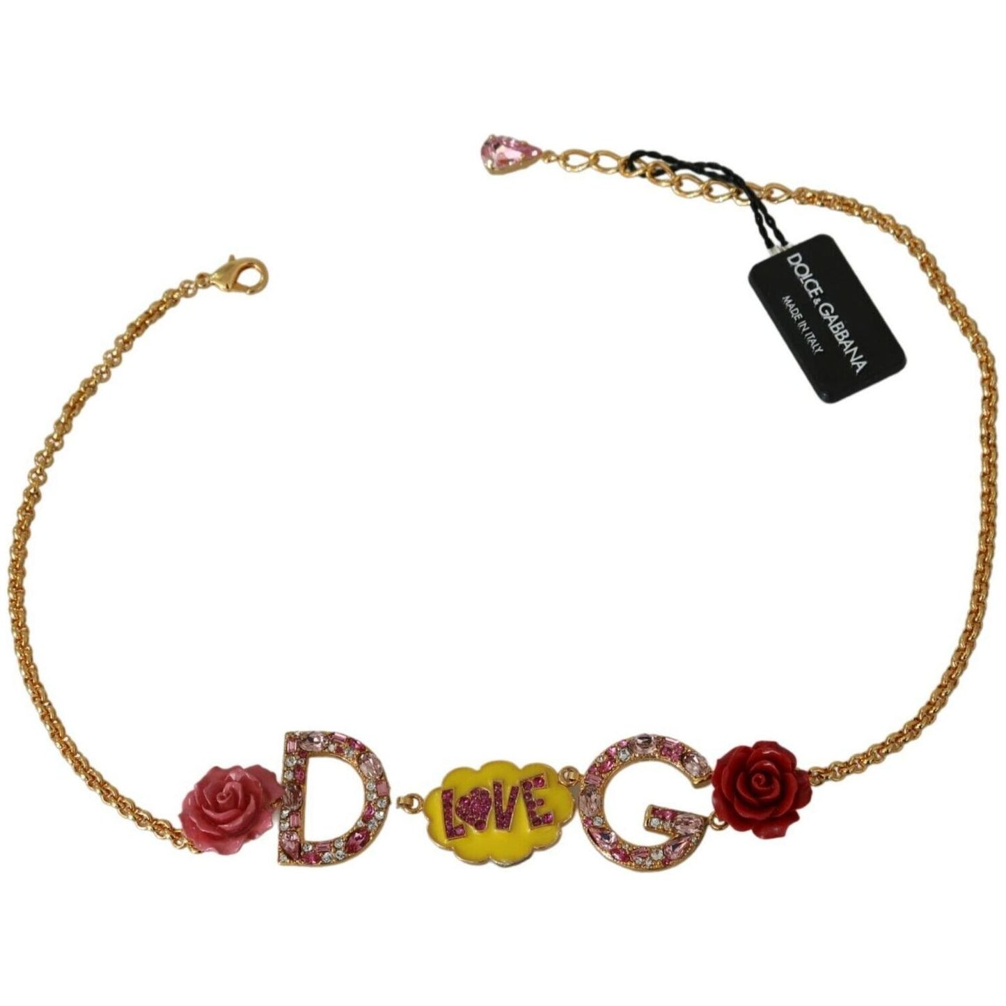 Dolce & Gabbana Gold Crystal Charm Statement Necklace Necklace Dolce & Gabbana Sienna