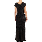Dolce & Gabbana Black Sequined Open Shoulder Long Gown Dress DR28222-36