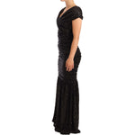 Dolce & Gabbana Black Sequined Open Shoulder Long Gown Dress DR28222-36