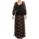 Dolce & Gabbana Black Lace Floral Polka Maxi Capri Dress DR28217-46
