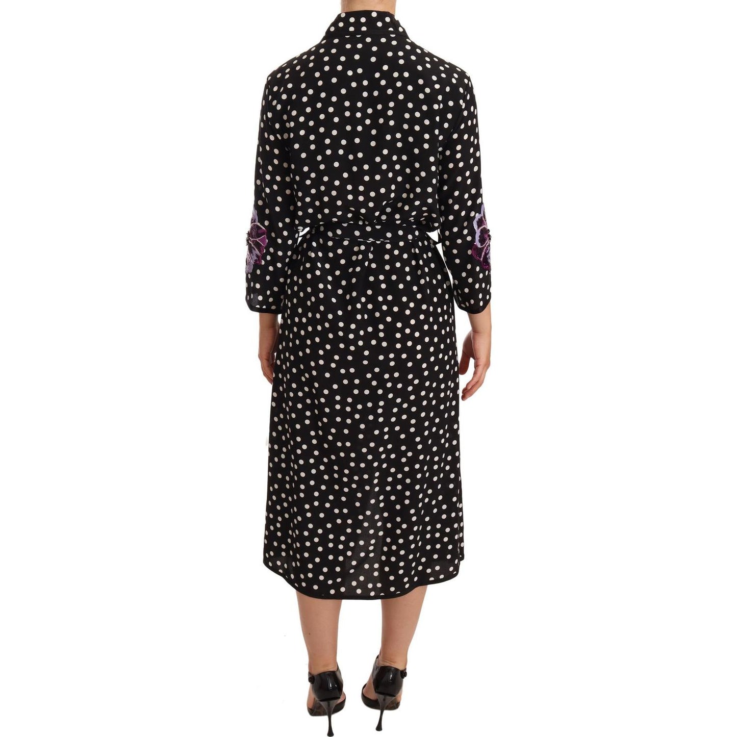 Dolce & Gabbana Black White Crystal Sequined Floral Dress DR28195-36