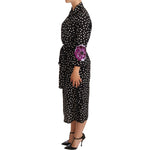 Dolce & Gabbana Black White Crystal Sequined Floral Dress DR28195-36