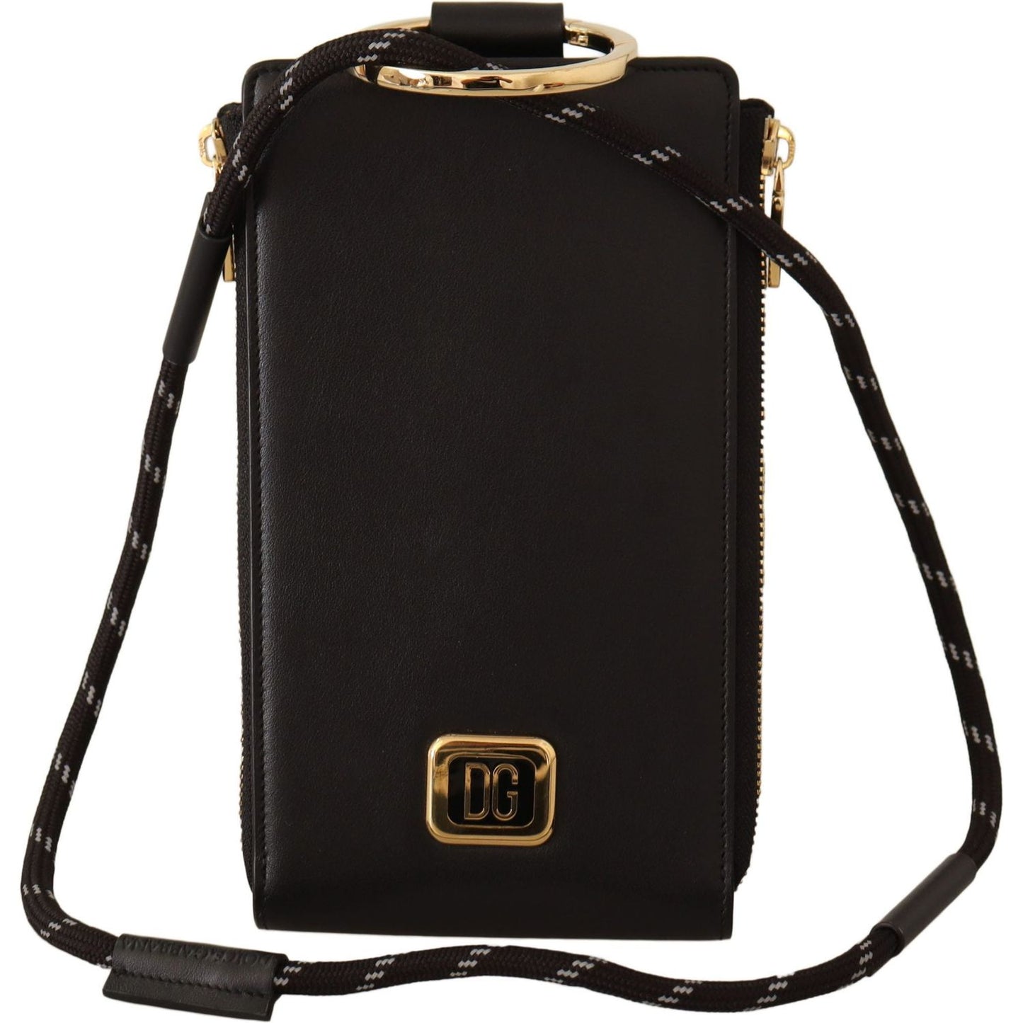 Dolce & Gabbana Elegant Black Leather Strapped Wallet WOMAN WALLETS Dolce & Gabbana Black