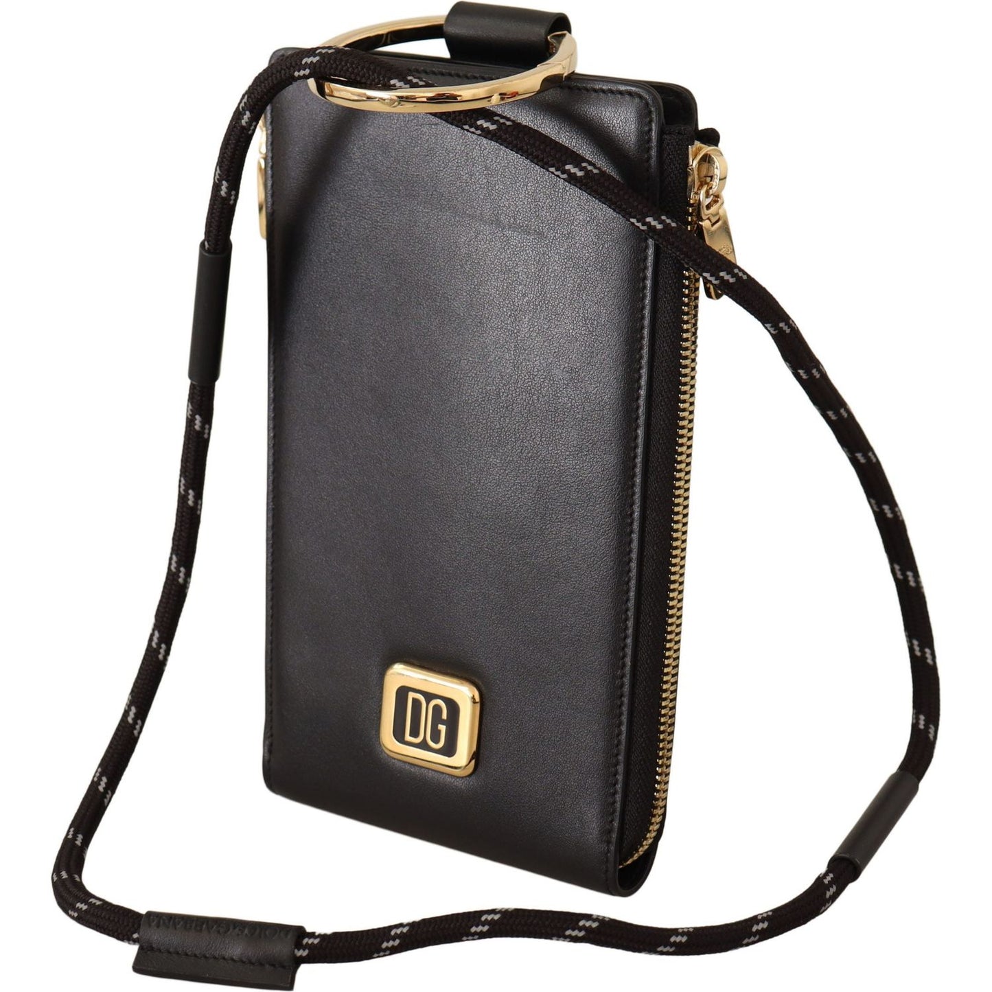 Dolce & Gabbana Elegant Black Leather Strapped Wallet WOMAN WALLETS Dolce & Gabbana Dark Slate Gray