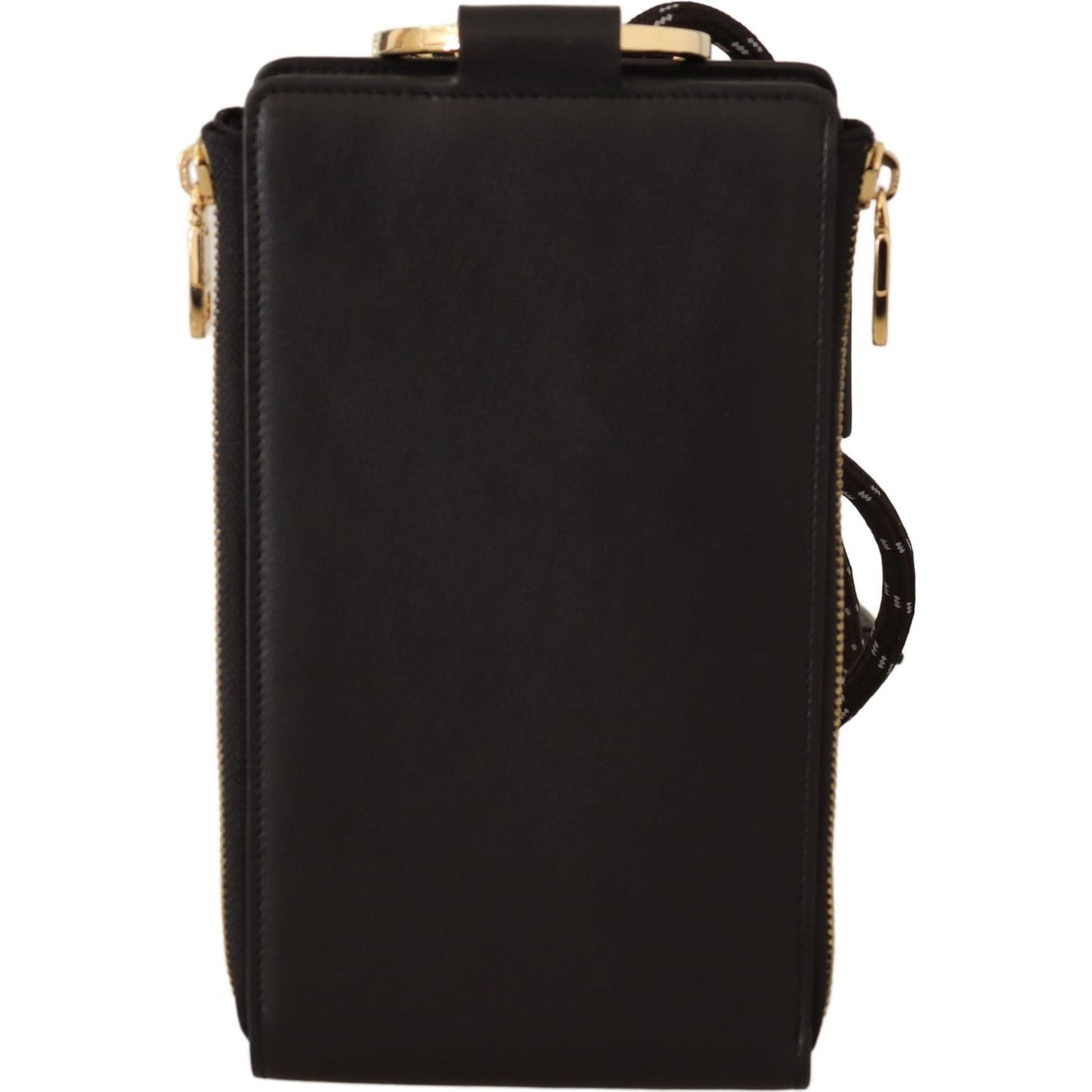 Dolce & Gabbana Elegant Black Leather Strapped Wallet WOMAN WALLETS Dolce & Gabbana Black