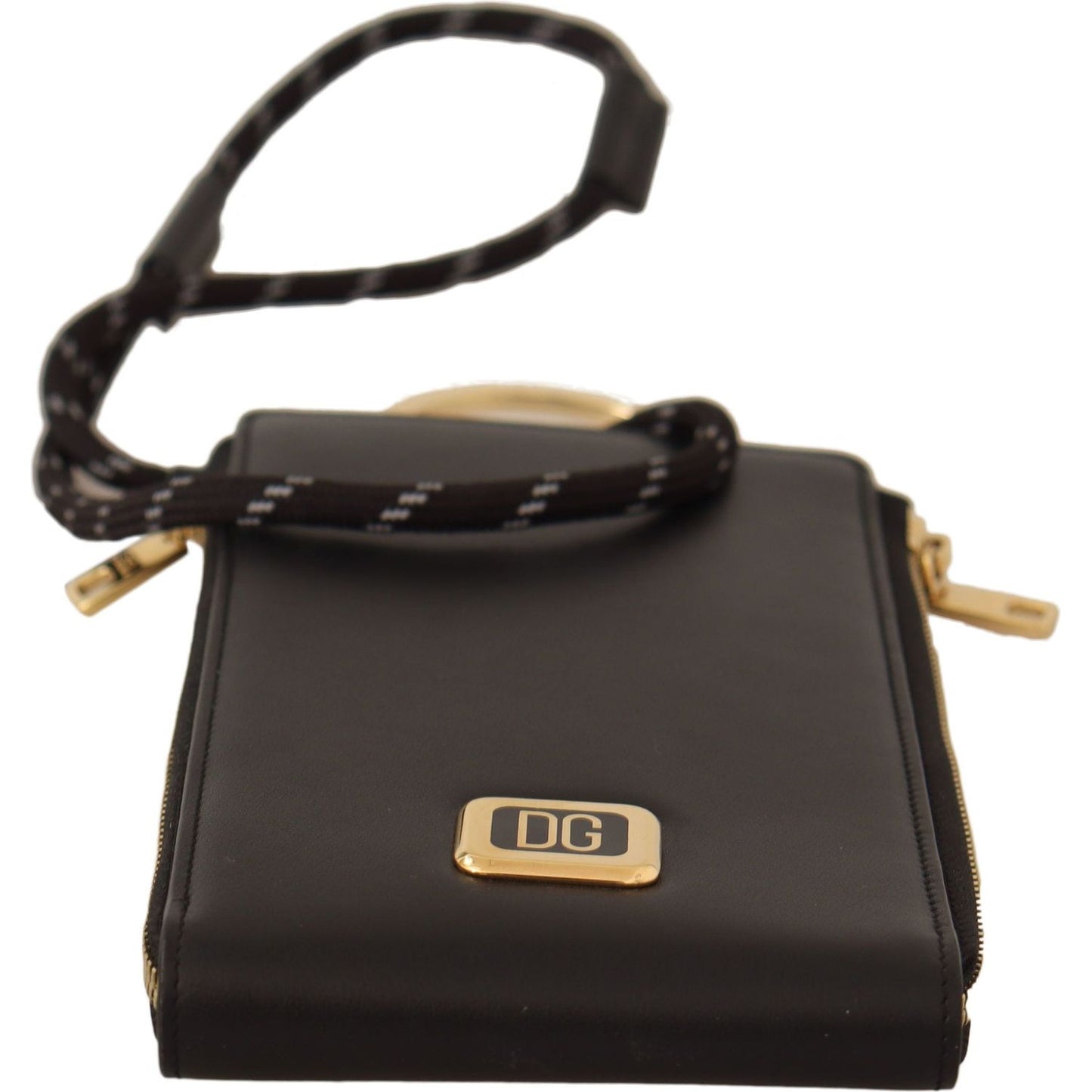 Dolce & Gabbana Elegant Black Leather Strapped Wallet WOMAN WALLETS Dolce & Gabbana Dark Slate Gray